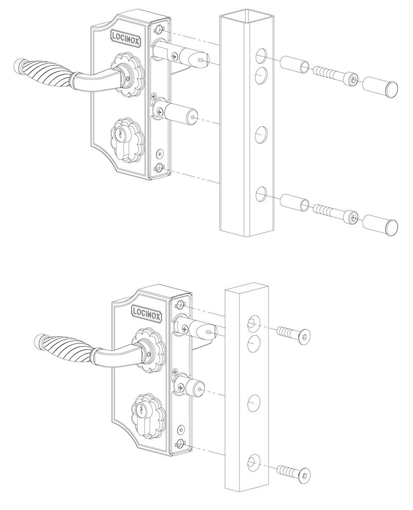 Locinox Large Ornamental Lock H2 Square profile adjustable 30-50mm