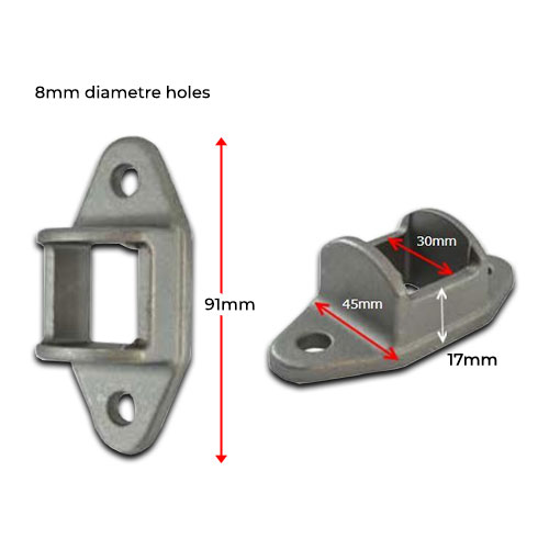 Aluminium Fence Bracket for tube size 30x30 mm Double Lugs 