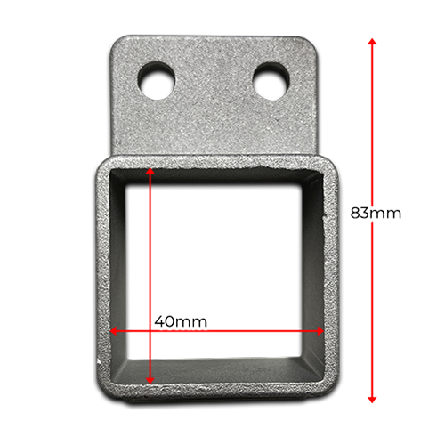 Aluminium Fencing rail Bracket for tube size 40x40 mm- Single lug - 2 holes