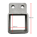 Aluminium Fencing rail Bracket for tube size 40x40 mm- Single lug - 2 holes