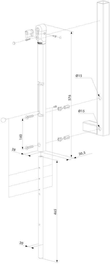 Locinox Lockable drop bolt 140mm - Black Colour