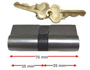 Euro Key Barrel 70mm 5 Pin Double keyed Cylinder C4- Satin Chrome