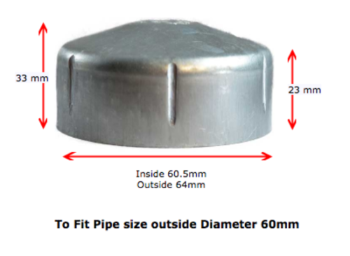 Galvabond Steel Round Cap 60mm (50NB) 