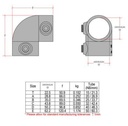 Hot Dip Galvanised Kwikclamp 125 C42 series, 90 degree elbow, fit 32NB pipe (42mm)