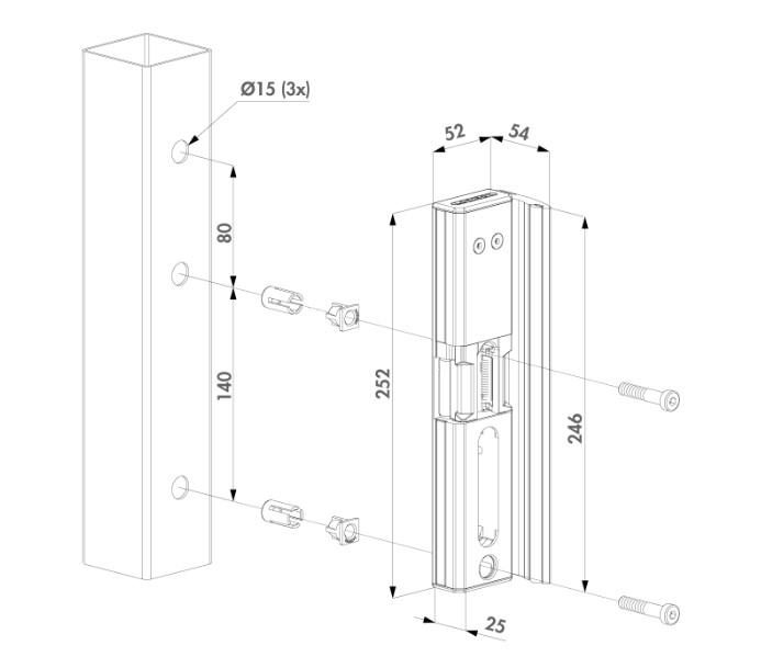 SURFACE MOUNTED ELECTRIC STRIKE for Swing Gates -Failed Close