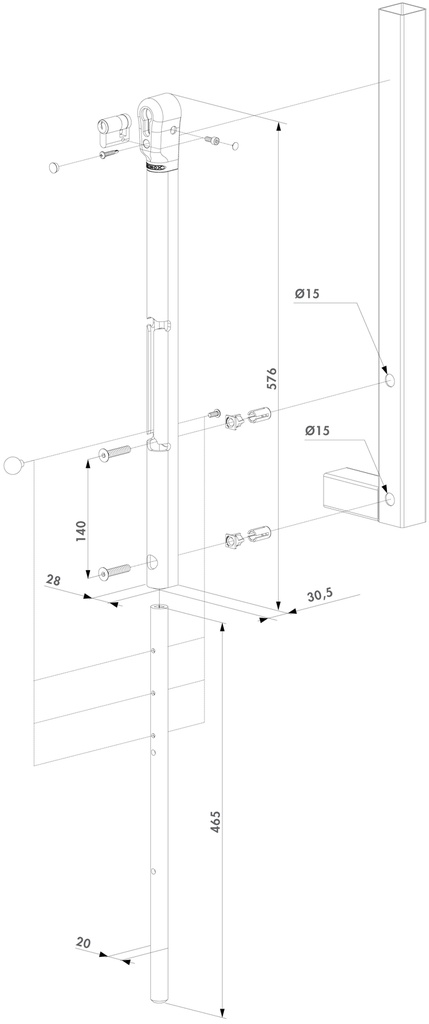 Locinox Lockable drop bolt 140mm - Silver Colour