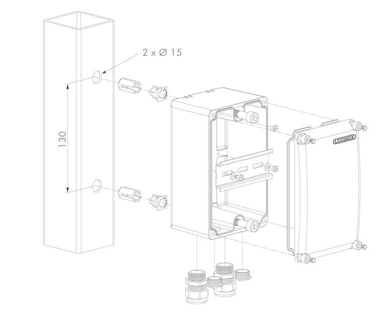 Locinox Waterproof Powerbox:  Transformer housing 155x96x86mm - Silver