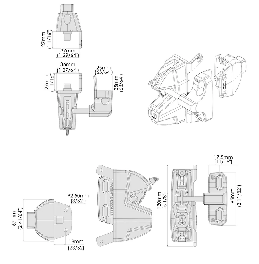 Lokk Latch Plus security gate latch- Keyed Different for 25x25mm Post