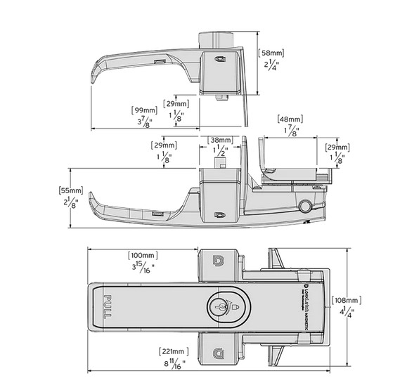 Magnetic Gate Lock - Black Handle Keyed Aliked