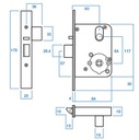 Mortice Lock - Lockwood 3572 Primary mortice, 60mm backset, Satin Chrome