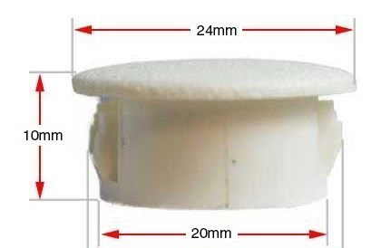 Plastic Hole Plug/End cap tube inserted for hole size 20mm White