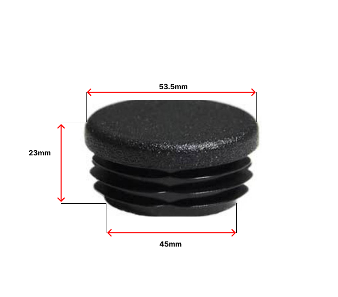 Plastic Round Cap 55mm OD (1-3mm wall)