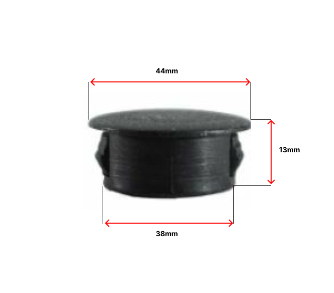 Plastic insert hole plug/End cap for hole size 40mm in Black