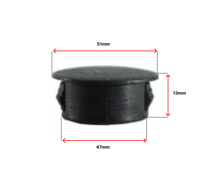 Plastic insert hole plug/End cap for hole size 47.8mm Black