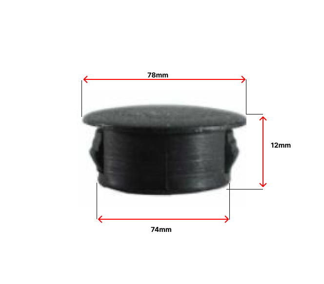 Plastic insert hole plug/End cap tube insert for hole size 75mm Black