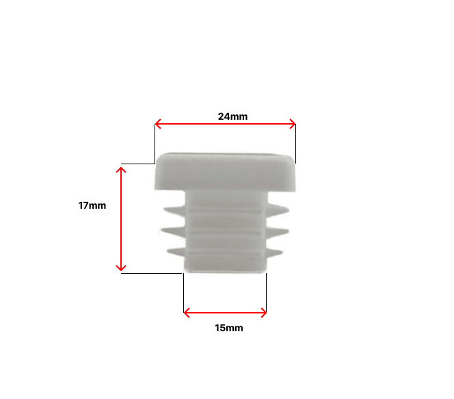 Plastic square End Cap/ Tube insert for Tube 25x25mm (1-3mm wall thickness) White