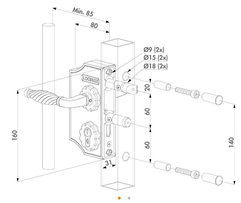 Small Ornamental Lock F2 Flat profile adjustable 10-20mm