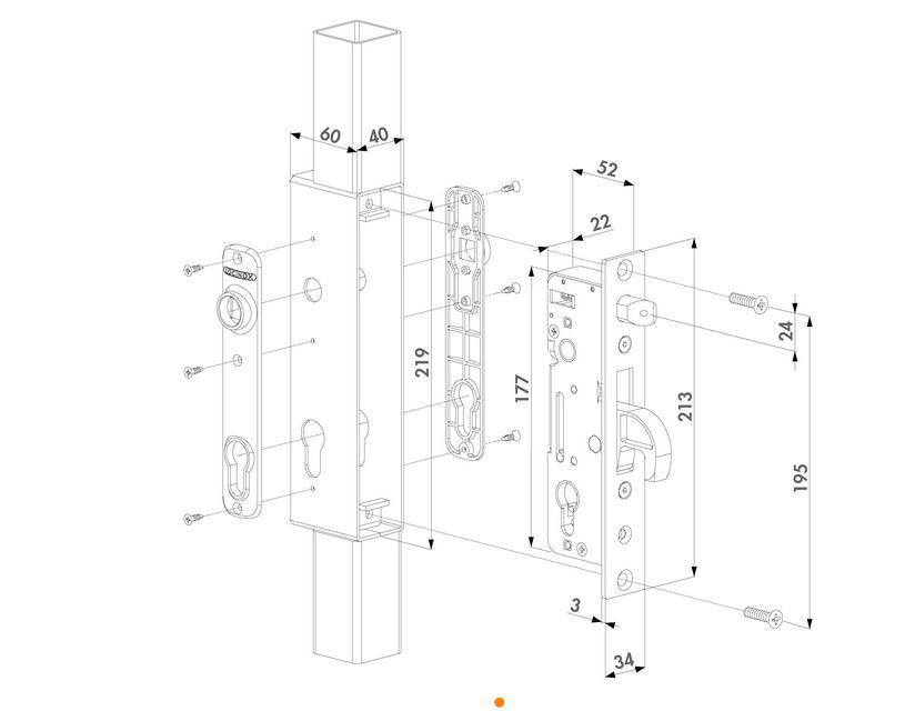 Stainless Steel  H metal lock for welding lock box- Lock only