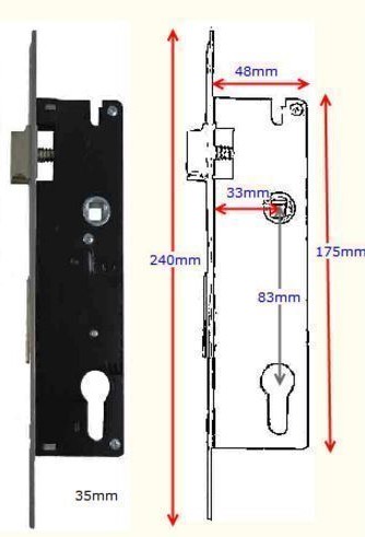 Swing Gate Mortise lock Euro Cylinder 35mm Backset in Brass Face