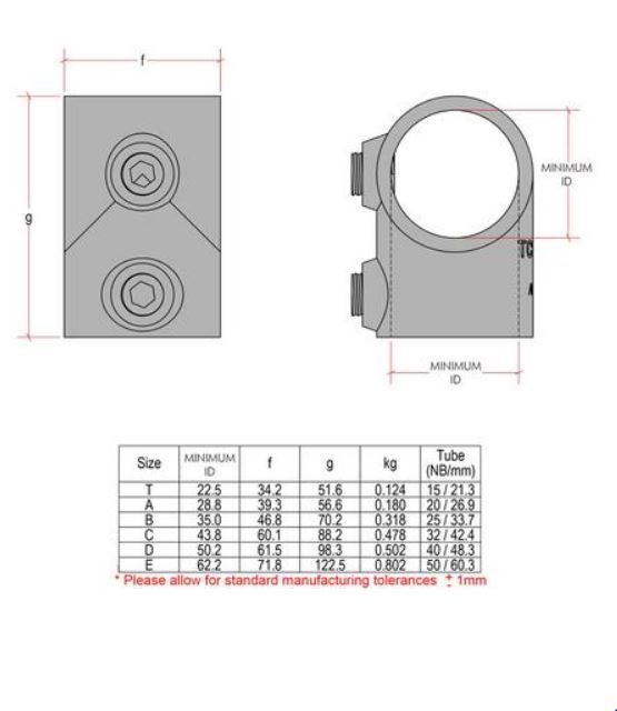 Kwikclamp 101 D48 Short TEE series, fit 40NB pipe (48mm)