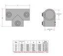 Kwikclamp 104 Series C42 Long Tee, Heavy duty "T" Galvanised Connector fittings fit 32NB pipe (42mm)