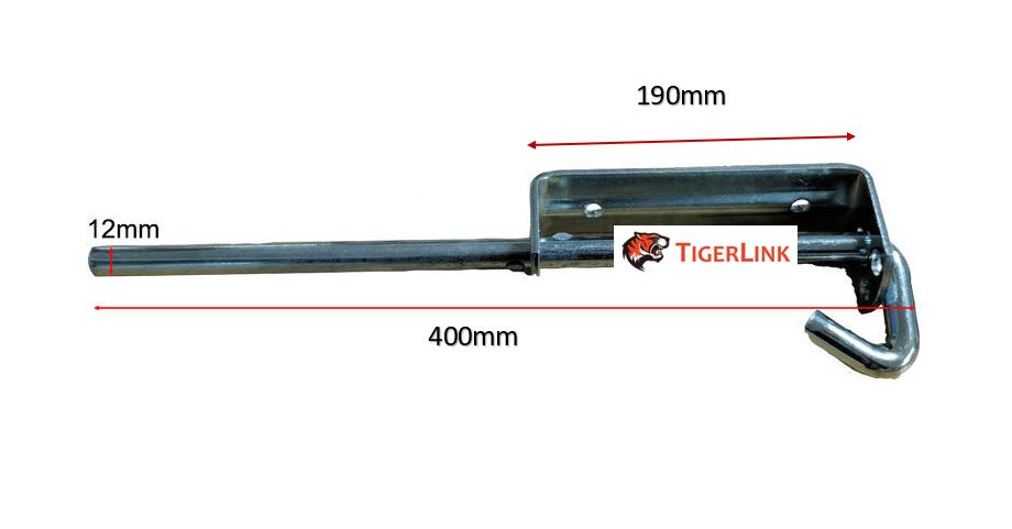 Heavy Duty Steel Drop Bolt 400mm Long 12mm Dia - Zinc Finished