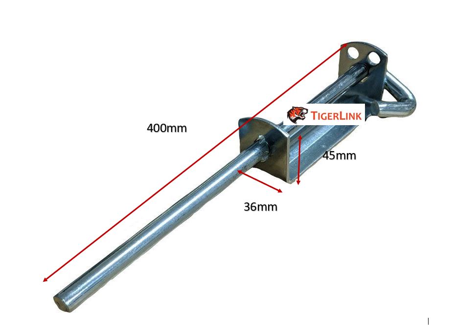 Heavy Duty Steel Drop Bolt 400mm Long 12mm Dia - Zinc Finished