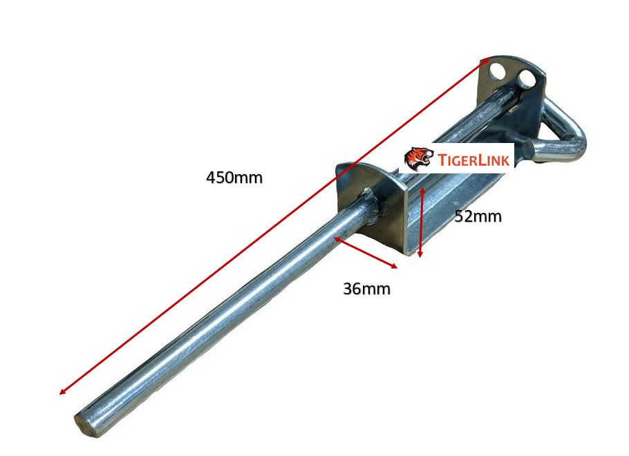 Heavy Duty Steel Drop Bolt 450mm Long 19mm Dia - Zinc Finished