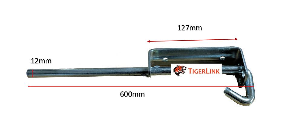 Heavy Duty Steel Drop Bolt 600mm long x 12mm pin Finished Zinc plated