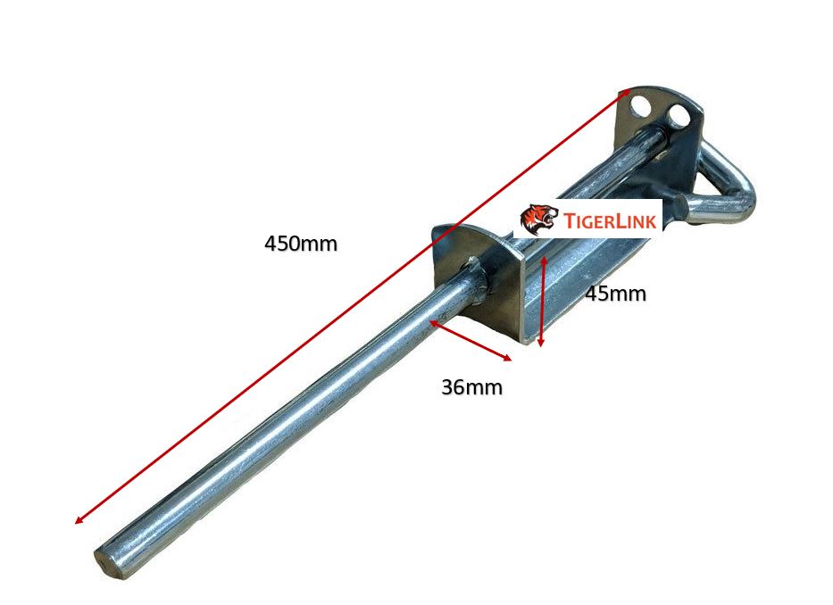 Heavy Duty Steel Drop Bolt 450mm Long 12mm Dia - Black