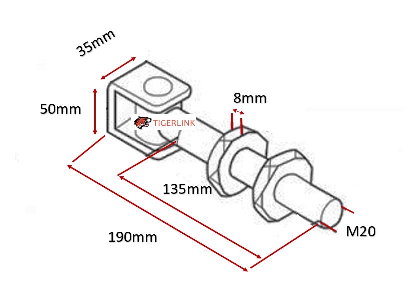 Adjustable Swing Gate Hinge long neck size 190 x 24mm - Pair