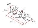 Adjustable Swing Gate Hinge long neck size 190 x 24mm - Pair