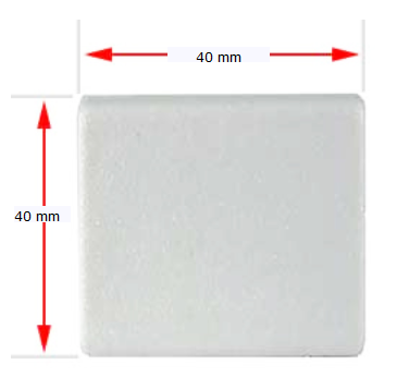 Plastic square caps 40x40mm (1-3mm wall thickness) White 