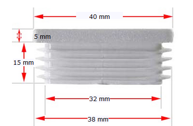 Plastic square caps 40x40mm (1-3mm wall thickness) White 