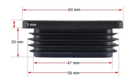 Plastic square cap 60x60mm (1.5-3.5mm wall thickness)