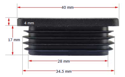 Plastic square cap 40x40mm (3-5mm wall thickness)