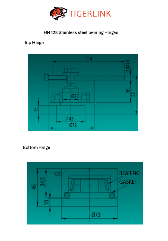 304 Stainless Steel Weld on Bearing Hinges Pair