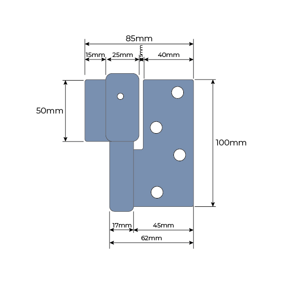 Heavy Duty Swing Gate Hinge Weld to Screw  19mm RH- pair- Zinc