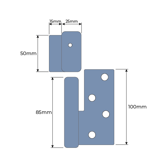 Heavy Duty Swing Gate Hinge Weld to Screw  19mm RH- pair- Zinc