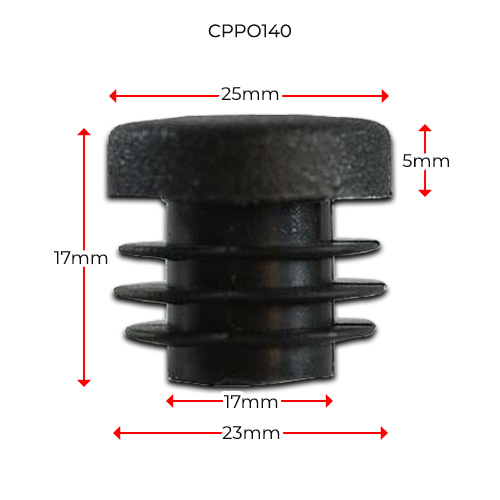 Plastic Round Cap 25mm (1-3mm) Black