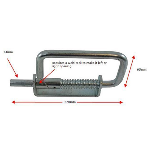 Heavy Duty Swing gate Spring Loaded Slam Lock -14mm Pin