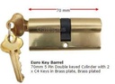 Euro Key Barrel 90mm Cylinder 5 Pin Brass