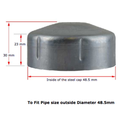 Steel Galvabond Round Post End caps for tube  48.5mm (40NB) 