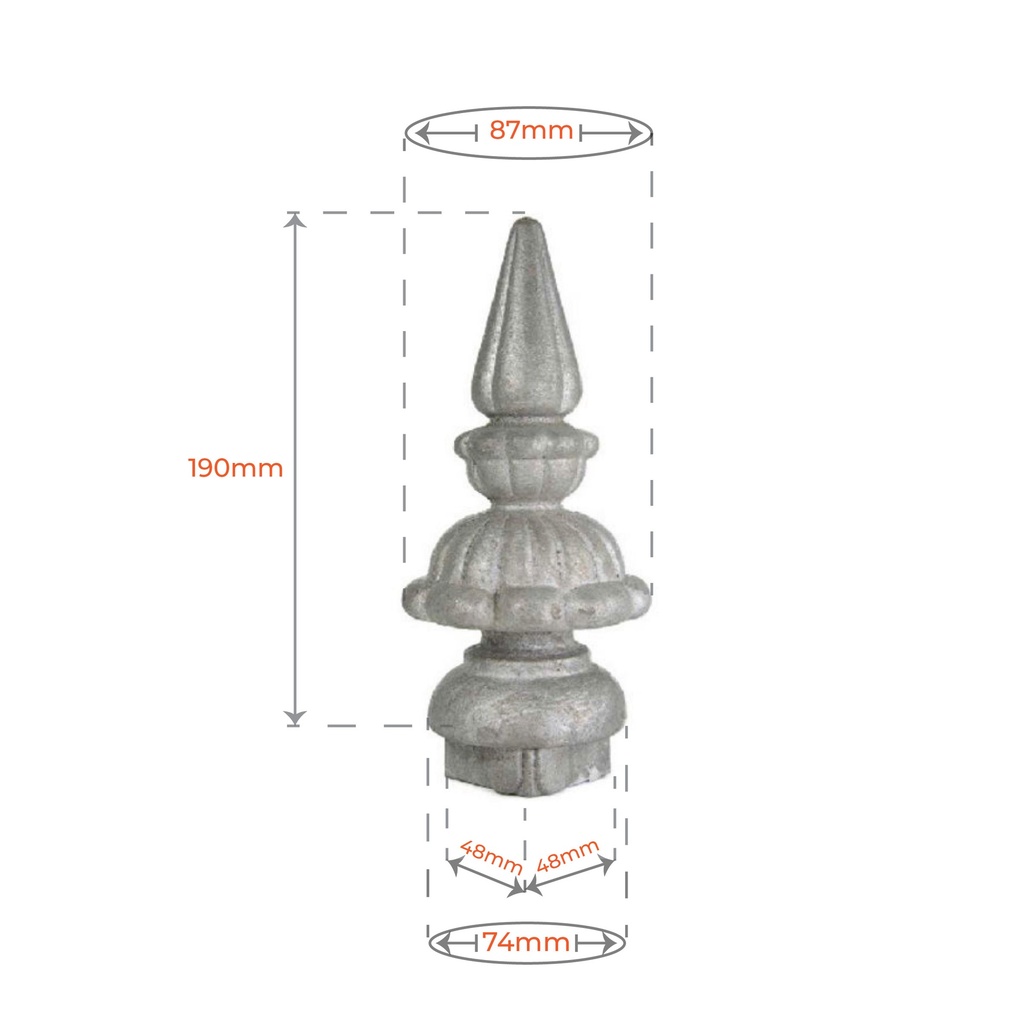 Aluminium Spear: Willow Female to fit inside 50x50mm post SHS