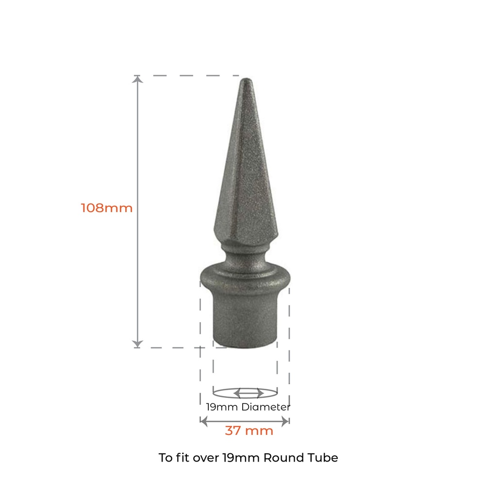 Aluminium Spear Top Fence/Picket Jack female 19 mm