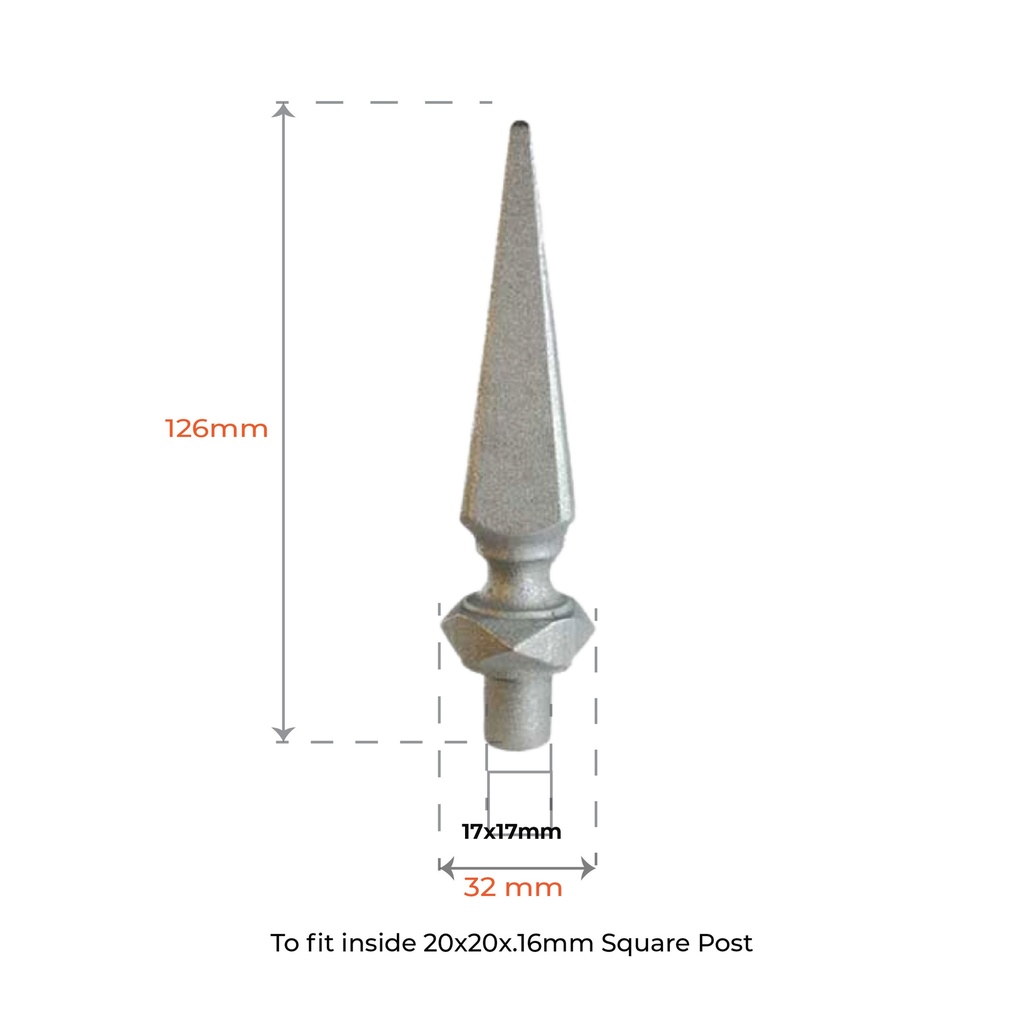 Aluminium Spear Top Spear Knight male 20mm square