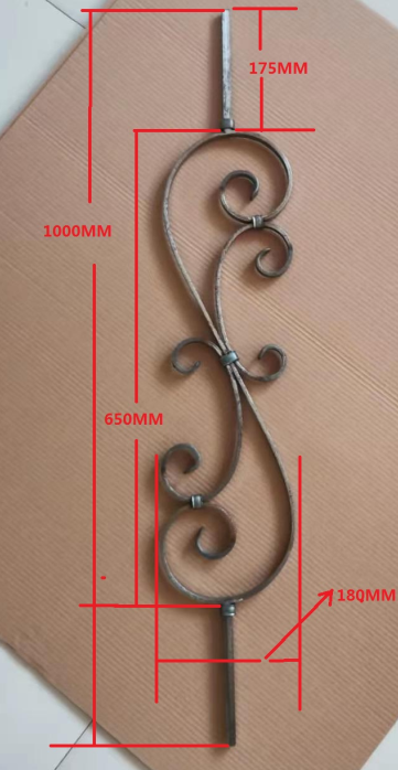 S Scroll 1000x180x12x6mm Spiral Scroll Wrought Iron Baluster