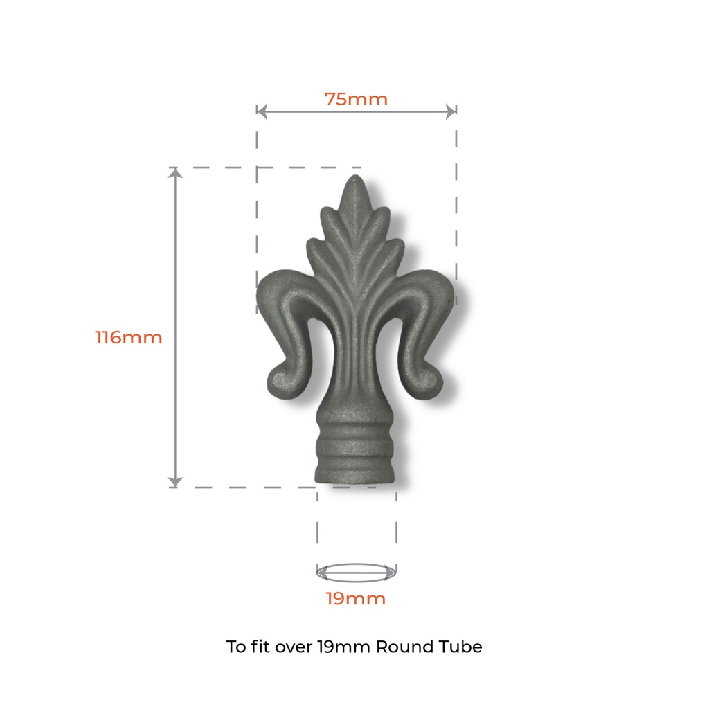 Aluminium Fence Spear: Female to fit inside 19mm Round Tube