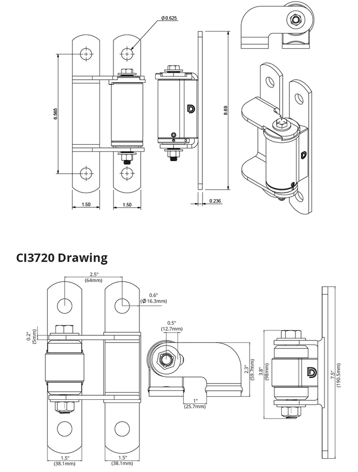 BadAss Bolt-on Face Mount Self-Closing Hinge Set