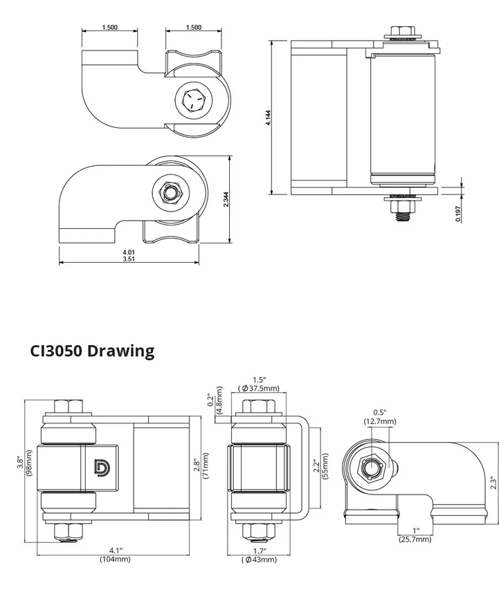 BadAss Weld-on Face Mount Self-Closing Hinge  Set